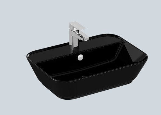 VitrA GeoTezgah Üstü Lavabo 60 cm Parlak Siyah 7426B070-0001